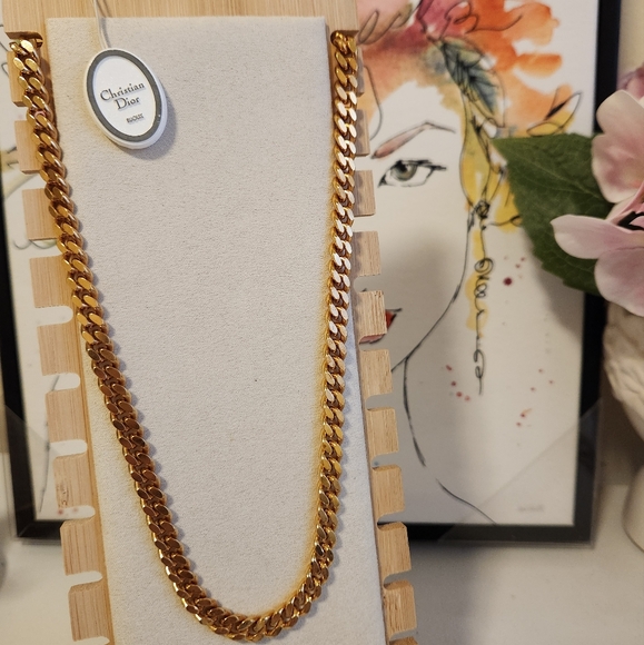 CHRISTIAN DIOR Vintage Cuban Link Chain Necklace - Picture 1 of 5